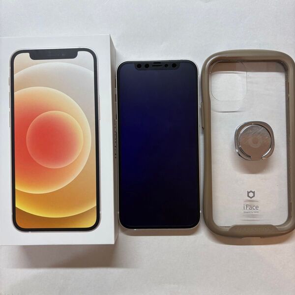 (美品)iPhone iPhone12 mini 128GB SIMフリー ホワイト iFace カバー フィルム保護 セット