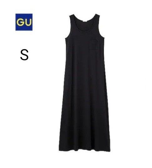 GU ノースリーブ マキシワンピース ブラック S ロングワンピース