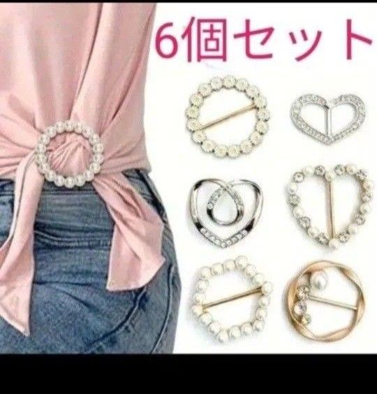 スカーフリング 6点セット ブローチ パール ゴールド シルバー冠婚葬祭 韓国 アクセサリー
