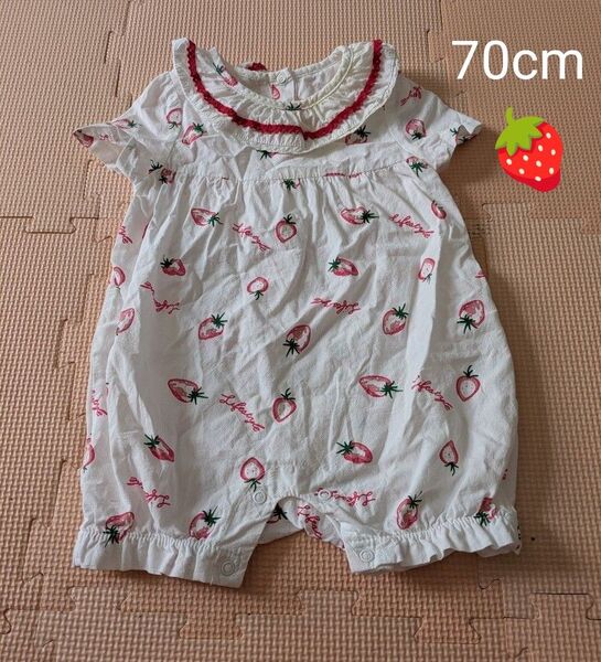 baby nest ベビー ロンパース いちご柄 70cm 綿100% デンマーク