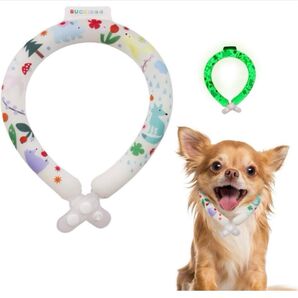 クールリング 犬 ネッククーラー 夜光効果 ボタン付き サイズ調節可能 S ペット用 散歩 かわいい