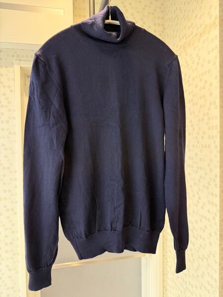 BEAMS F ネイビー タートルネックニット