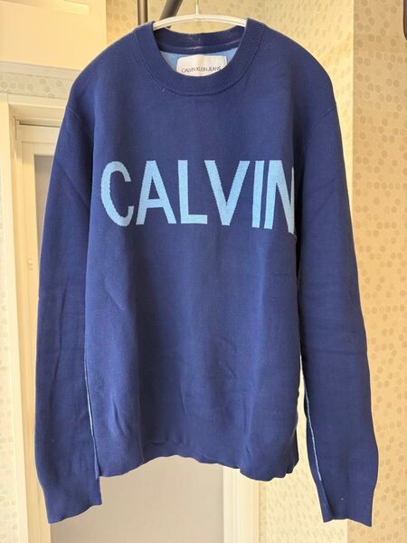 CALVIN jeansネイビー クルーネック トレーナー スウェット