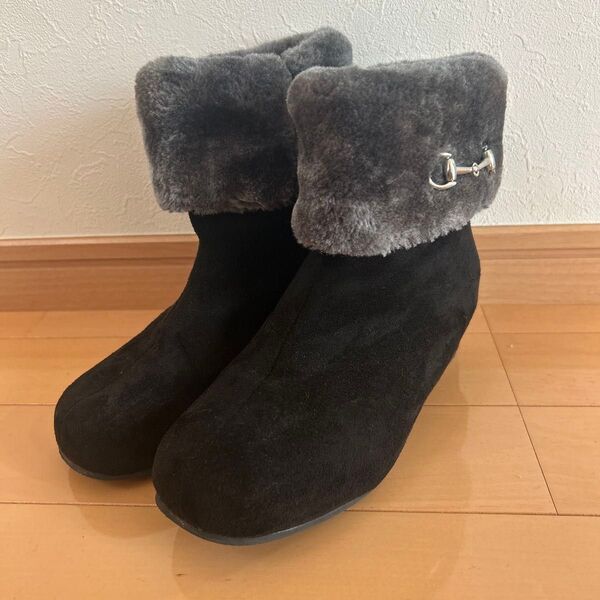 子供用ファーブーツ 22cm 黒