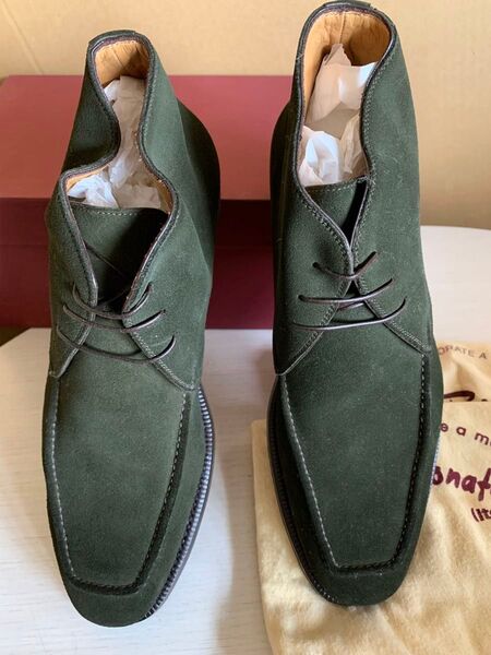 新品 未使用【Enzo Bonaf】メンズ チャッカブーツ 3878 グリーン(UK 6.5 / 約25.5cm)