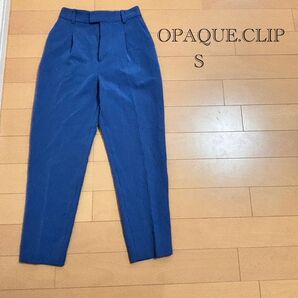 オペークドットクリップ パンツ S ネイビー ブルー 高見えオフィス スラックス テーパードパンツ イージー