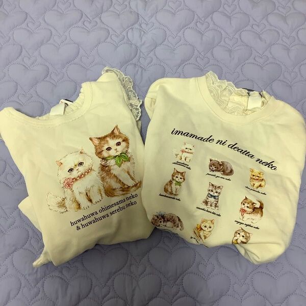 ユキエモン yukiemon cottoli コトリ バースデー 猫 トレーナー 2枚セット 95cm キッズ こねこ図鑑