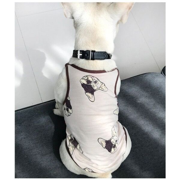 4PETS 犬の服 フレンチブル柄 タンクトップ 洋服 ドッグウェア Mサイズ