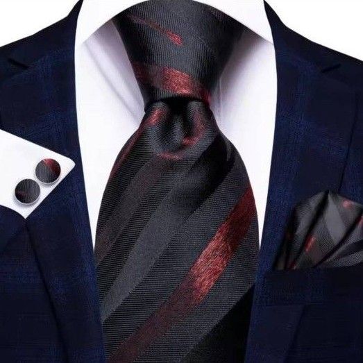 ネクタイ 3点セット ストライプ シック ハイセンス クール シルク素材 パーティ結婚式 二次会 ビジネス 普段使い ヨーロッパ式