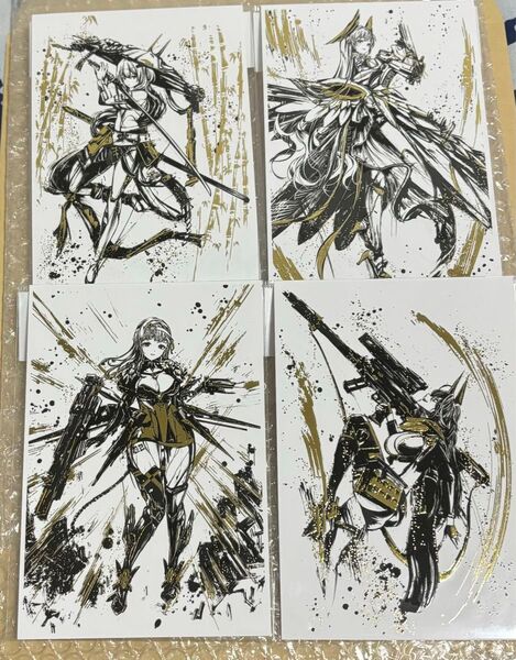 勝利の女神 NIKKE TSUTAYA 墨絵金箔 ポストカード 全4種