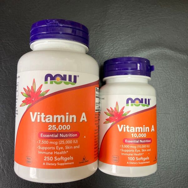 ビタミンA 7500mcg 25000IU ソフトジェル250粒 &3000mcg 10000IU ソフトジェル100粒