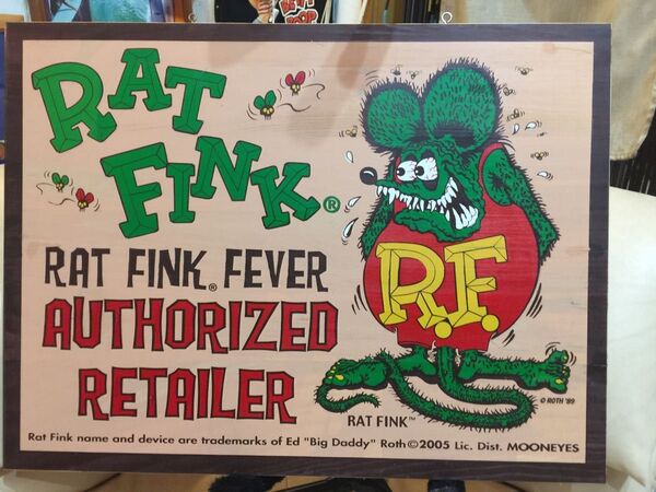 ラットフィンク RATFINK 非売品 木製看板 ムーンアイズ MOONEYES 中古美品
