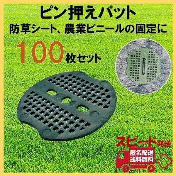 固定用押さえパッド 100枚 防草シート ワッシャー 黒丸 ネット 農業 防雪