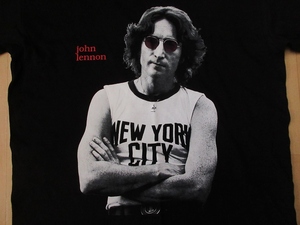 90's USA製 ジョン レノン Bob Gruen フォト Tシャツ M 黒 John Lennon NEW YORK CITY NYC オノ ヨーコ 写真The Beatles ビートルズART芸術