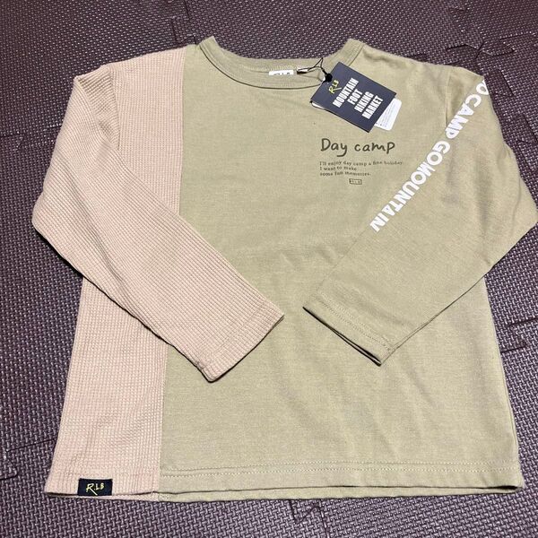 長袖Tシャツ カーキ×ベージュ 未使用 タグ付き120