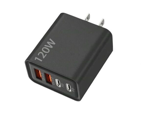 120W 急速充電器 USB type-C USB-A 電源アダプタ ACアダプタ 充電器 ACアダプターブラック