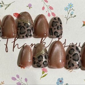 【SALE】現品 ニュアンスネイル マグネット 結婚式 ニュアンス ジェルネイル ネイルチップ ヒョウ柄 マグネットジェルネイル