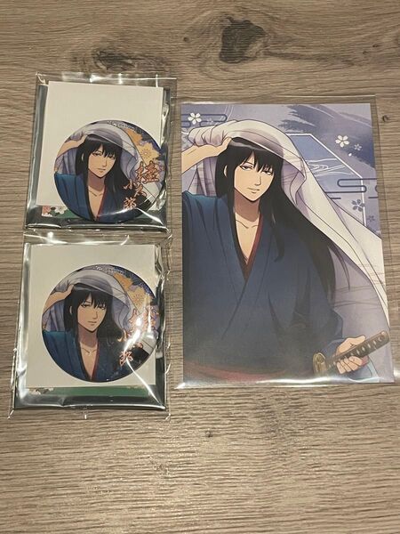 銀魂 桂小太郎 アニメジャパントレーディンググリッター缶バッジ クラックス 春の錦 特典ポストカード
