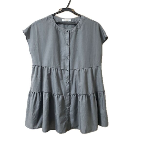 chocol raffine robe ティアードブラウス グレー