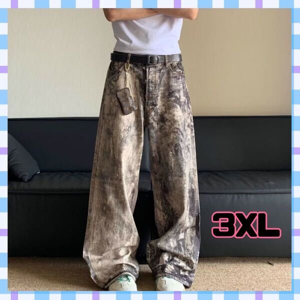 《新品未使用》リアルツリー柄 カモ柄 迷彩 デニム ワイドパンツ 韓国 y2k