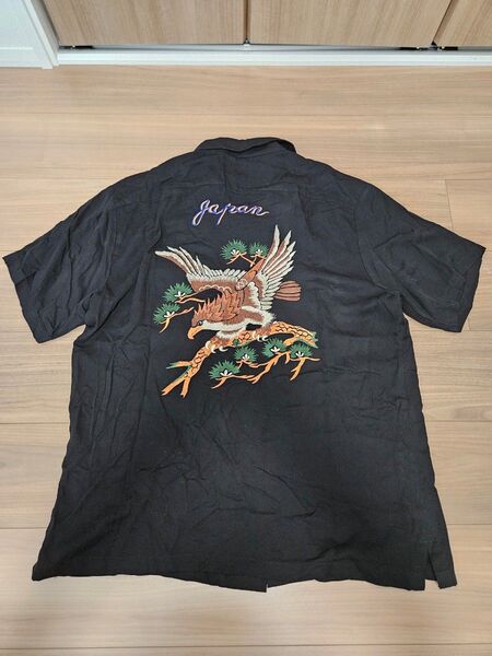 HOUSTON ヒューストン SOUVENIR SHIRT 半袖シャツ ブラック 黒 XL スカシャツ ベトシャツ ワークシャツ