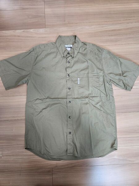 Columbia コロンビア 半袖シャツ L コットン カーキ 古着 ヴィンテージ