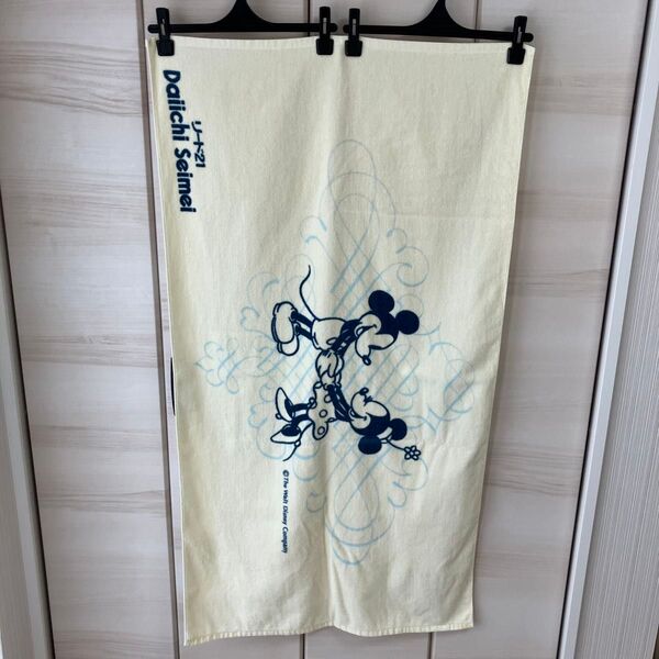 非売品 第一生命 ミッキー&ミニー 大判バスタオル(約110×66cm) 中古タオル お昼寝ケット ビーチ プール
