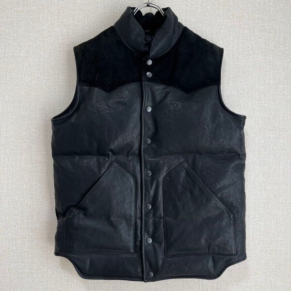 【極美品】Y'2 LEATHER 羊革 レザー ダウンベスト ブラック L