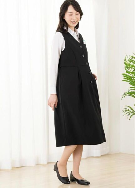 【2枚セット】マタニティ ワンピース 授乳服 妊婦服 オフィス服 授乳口付き 事務服 ブラック