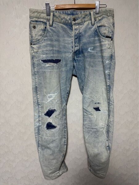 G-STAR ジースター デニム ジーンズ arc W34L32 ダメージ リペア 加工