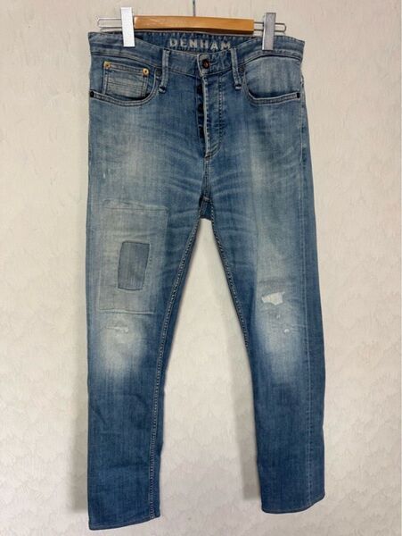 DENHAM デンハム ジーンズ デニム DRILL W29L32 ダメージ リペア 加工 ルーマニア製
