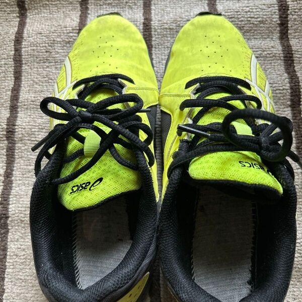 2足組asics ランニングシューズ 蛍光イエロー24.5