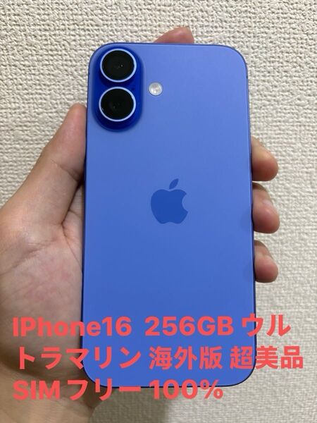iPhone16 256GB ウルトラマリン 海外版 超美品 SIMフリー 100% 外観はほぼ新品