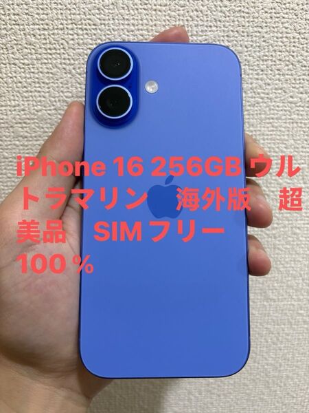 iPhone16 256GB ウルトラマリン 海外版 超美品 SIMフリー 100% 外観はほぼ新品