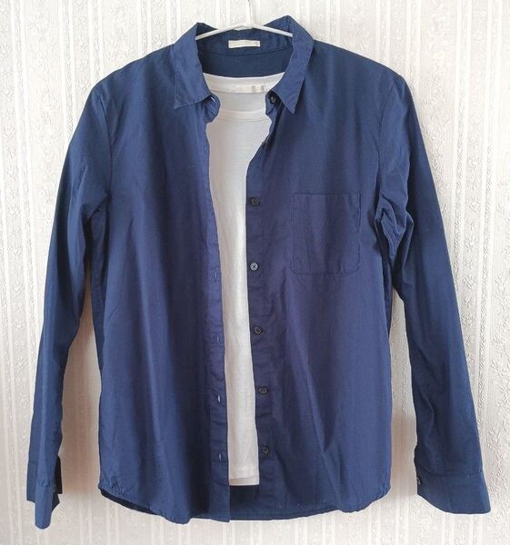 GU ネイビー 長袖 シャツ、ノースリーブTシャツ 2枚組