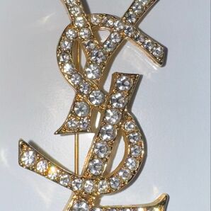 サンローランブローチ ラインストーン Yves Saint Laurent YSLロゴ YSL