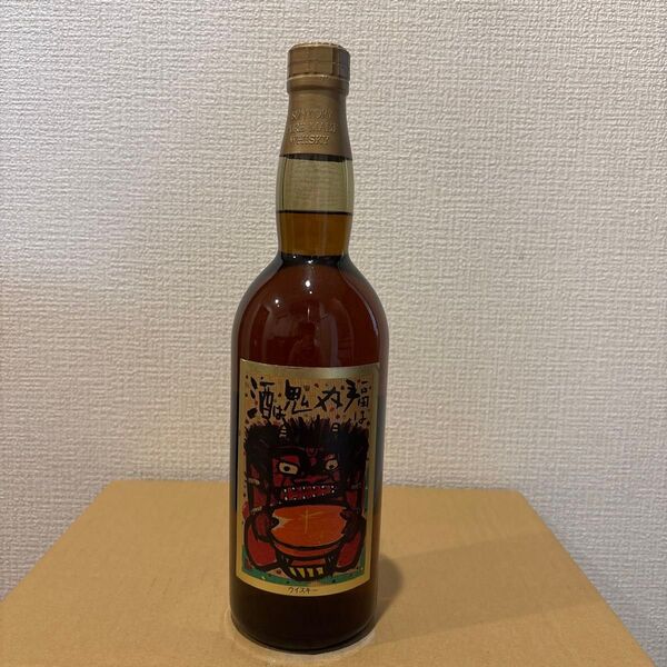 サントリー ピュアモルト ウイスキー古樽仕上 節分ラベル 板絵 木田安彦 未開封 SUNTORY whisky 古酒 竹炭濾過