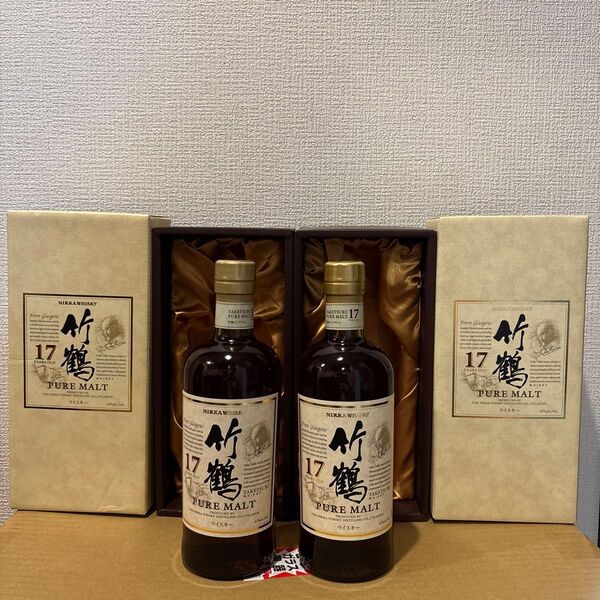 ニッカウヰスキー 竹鶴17年 ピュアモルト 2点セット 未開封 国内酒 NIKKA WHISKY 古酒 箱付き