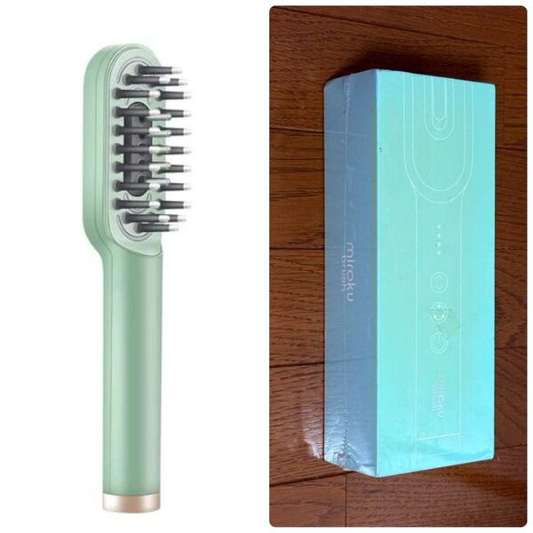 ミロクブラシ 電動頭皮バリブラシ EMS美顔器 ヘアブラシ グリーン