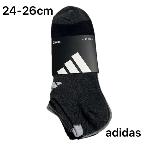 アディダス adidasメンズスニーカーソックス 24-26cm 3足組み 新品未使用