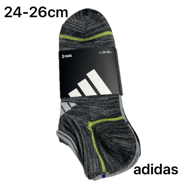 アディダス adidas メンズスニーカーソックス 24-26cm 3足組み 新品未使用