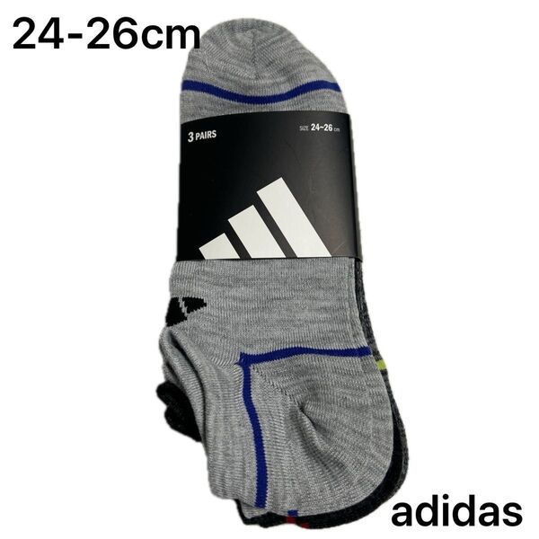 アディダス adidas メンズスニーカーソックス 24-26cm 3足組み 新品未使用