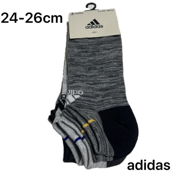 アディダス adidas メンズスニーカーソックス 24-26cm 3足組み 新品未使用