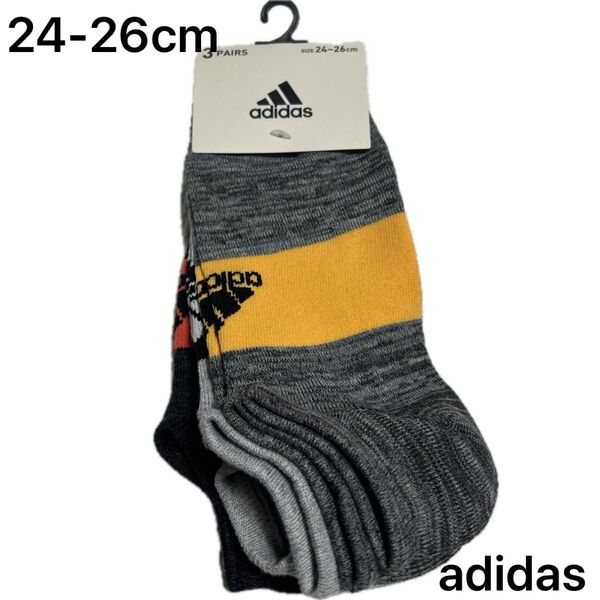 アディダス adidas メンズスニーカーソックス 24-26cm 3足組み 新品未使用