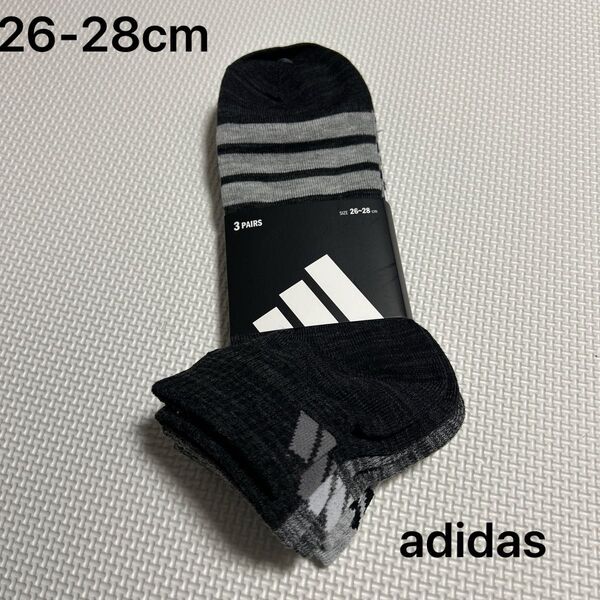 アディダス adidas メンズショートソックス 26-28cm 3足組み 新品未使用