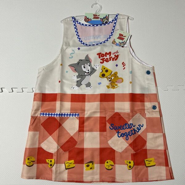 トムとジェリー TOM&JERRY アカ キャラクター保育士エプロン フリーサイズ 新品未使用