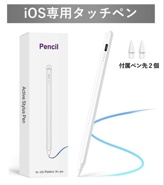 アップルペンシル タッチペン ipad用タッチペン ペンシル 傾き感知 磁気吸着 誤作動防止 交換ペン先付 2018年以降ipad