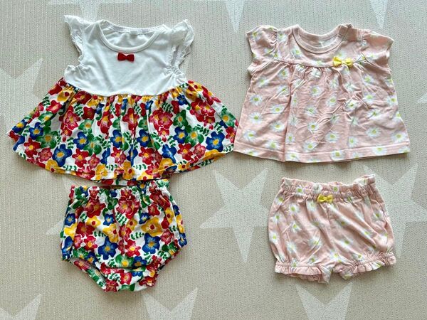 女の子 花柄 セットアップ カボチャパンツ 60cm 70cw