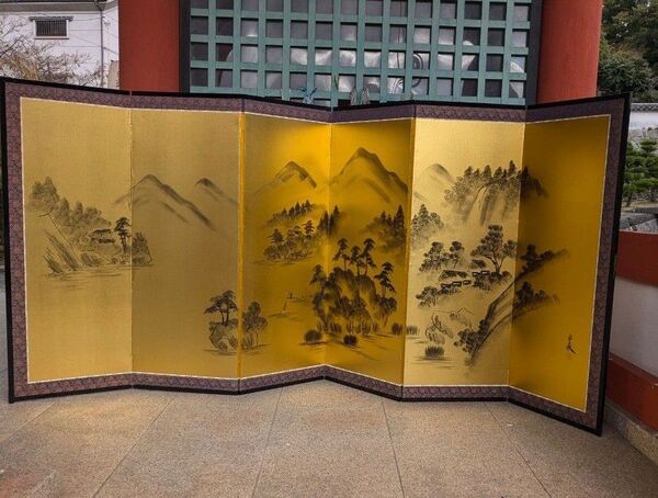 御屏風 金屏風 六曲一隻 銀座トップアート 衝立 パーテーション 間仕切り