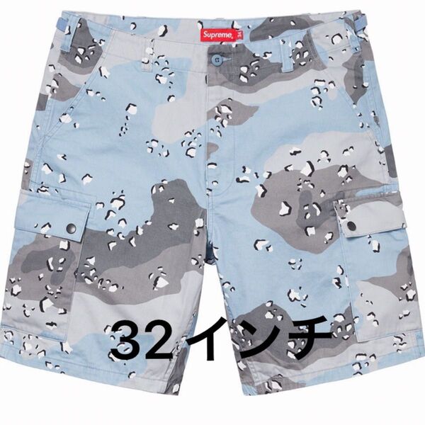 Supreme Blue Chocolate Chip Camo ☆32インチ☆USED☆シュプリームカモ柄カーゴハーフパンツ